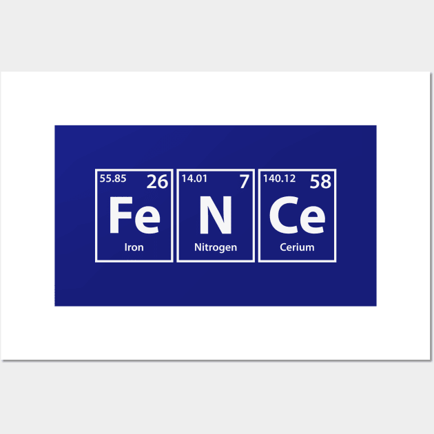 Fence (Fe-N-Ce) Periodic Elements Spelling Wall Art by cerebrands